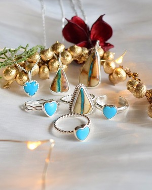 Sleeping Beauty  heart turquoise ring 《silver925》【受注製作】