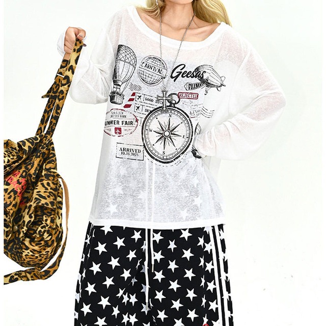 エアバルーンレトロアートルーズフォルムプルオーバー 2col   R01911