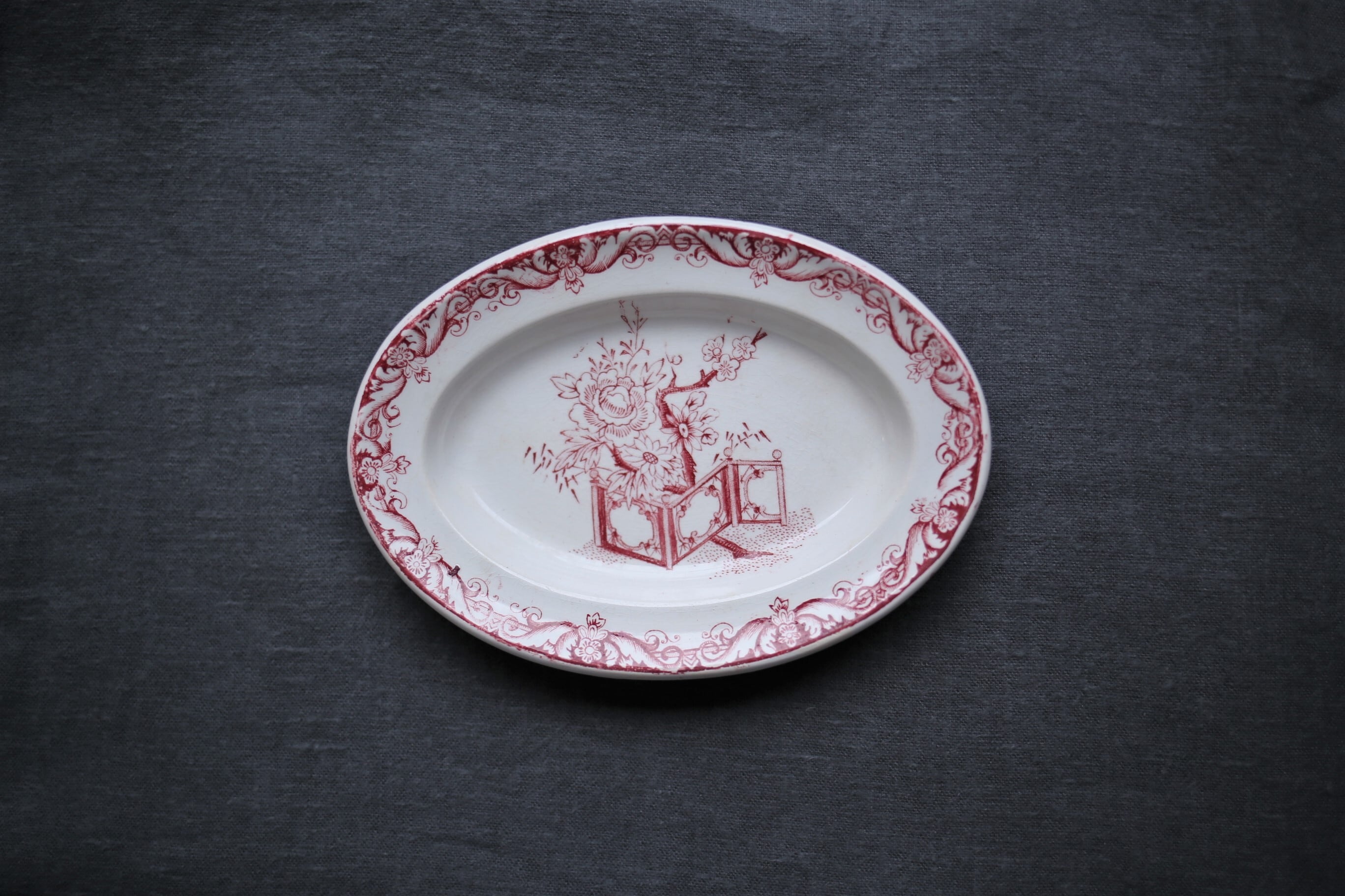 フランス アンティーク 小さなオーバルプレート N-02189