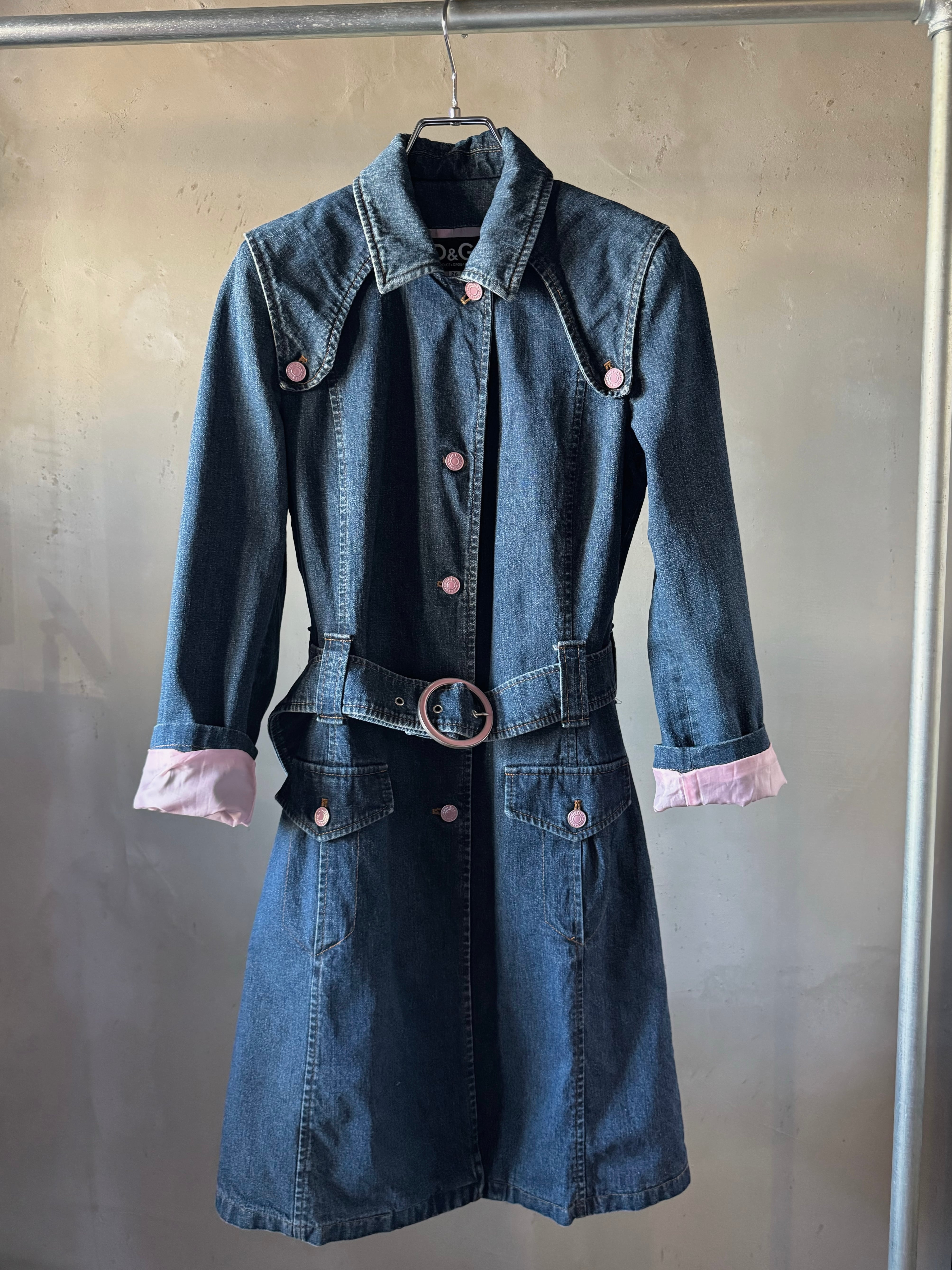 Dolce & Gabbana point pink denim dress coat