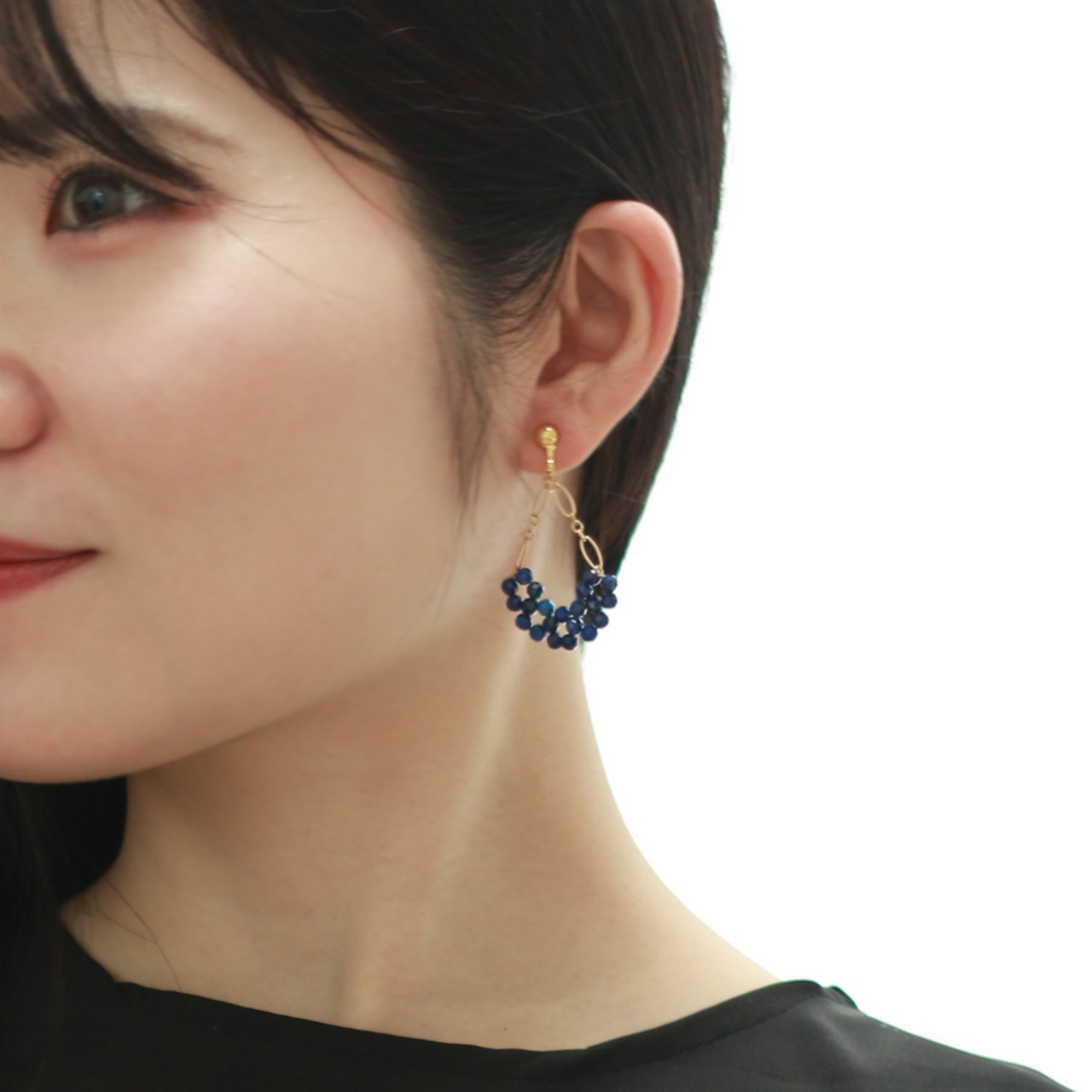 上品な瑠璃カラー ラピスラズリ 編み込みピアスorイヤリング mm1197