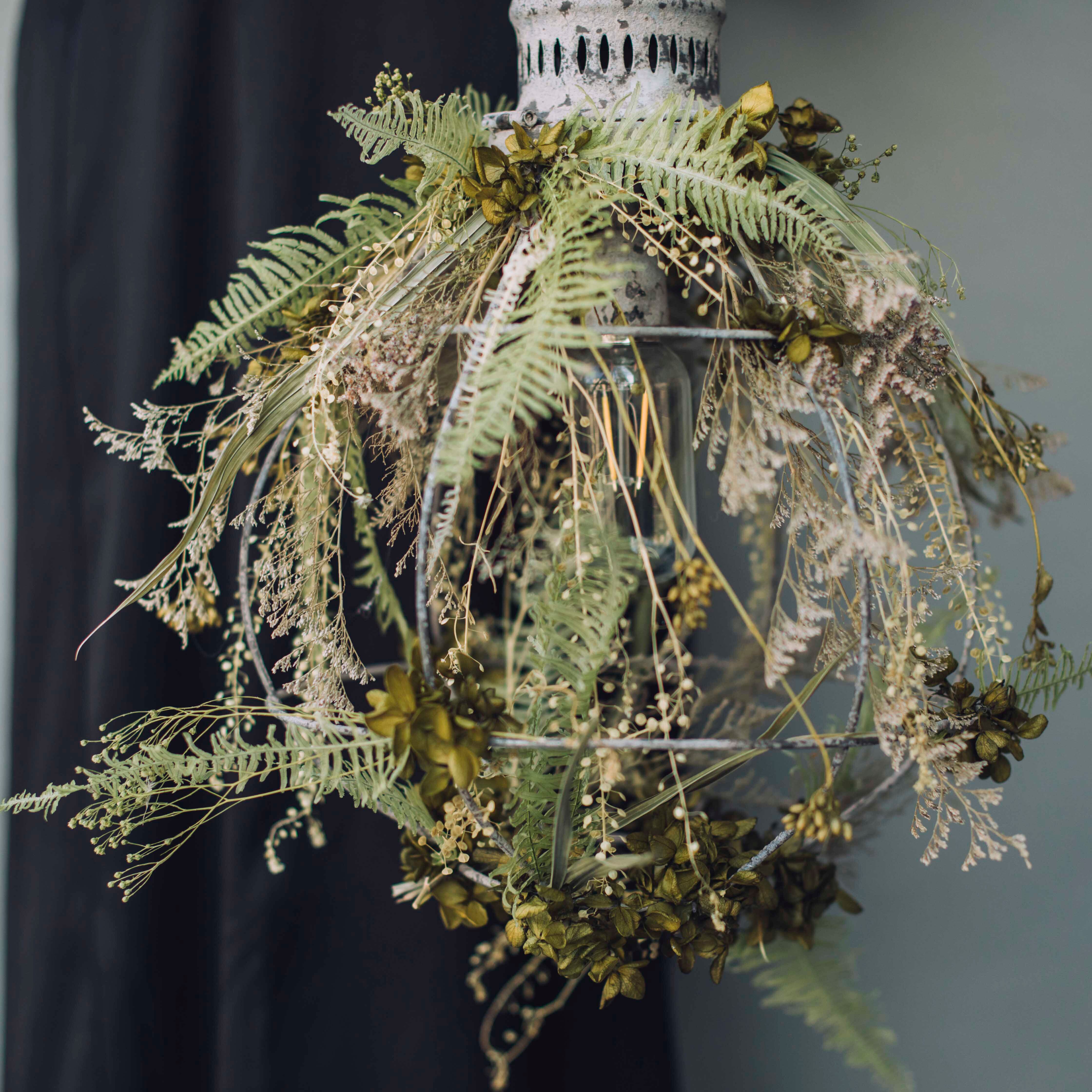 水草ランプと装飾用ドライフラワー ドライグリーン まとめて 照明 アンティーク 水草ランプと装飾用ドライフラワー ドライグリーン まとめて 照明