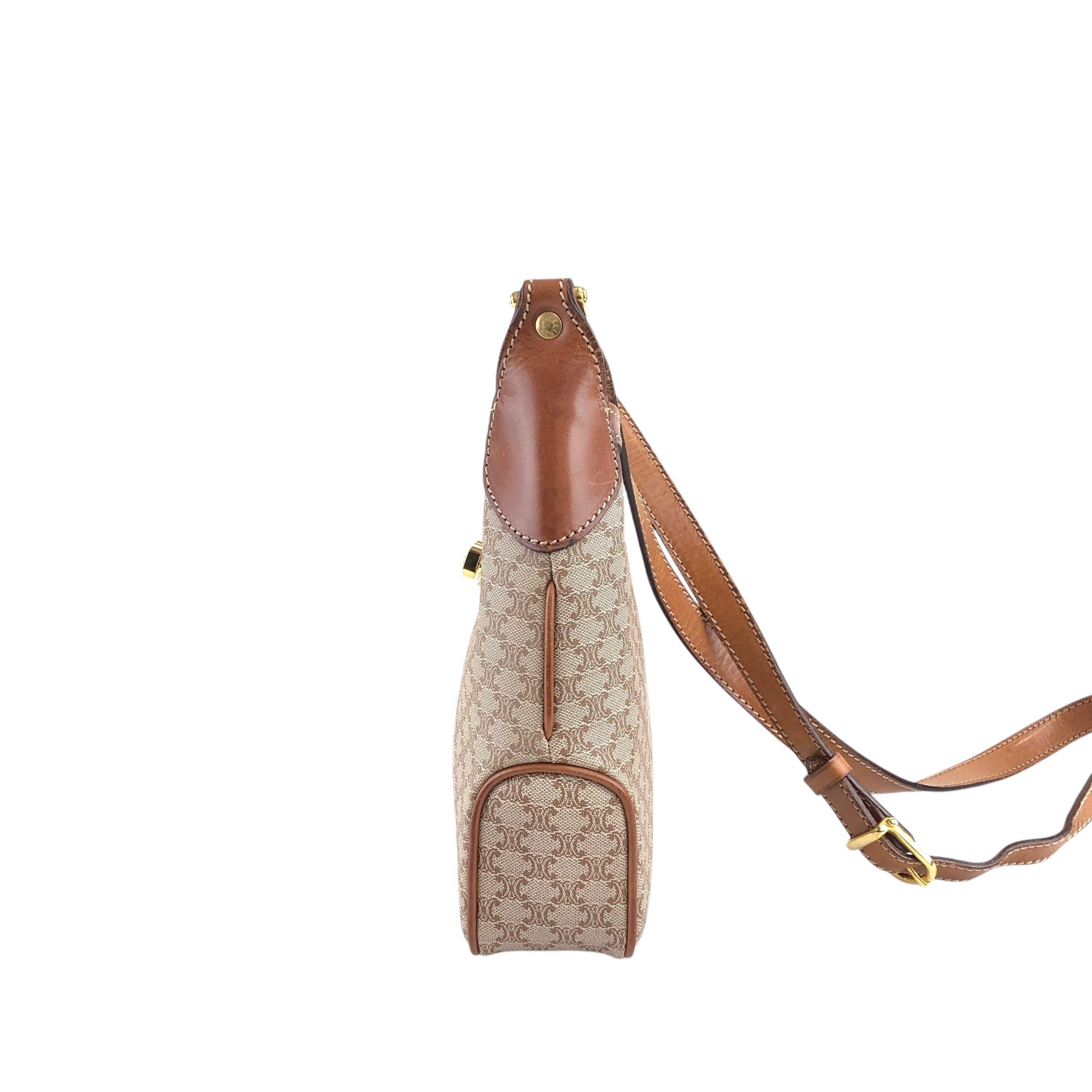 CELINE セリーヌ マカダム ショルダーバッグ ベージュ ターンロック