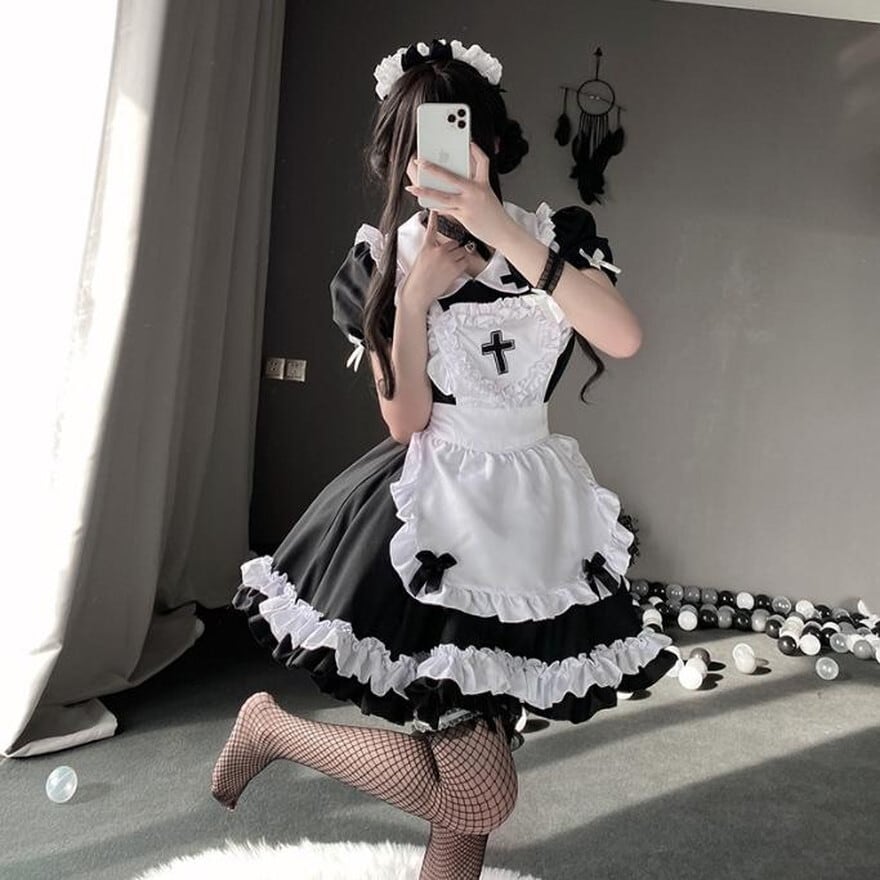 サブカル 服 地雷系 通販 メイド服 6点セット 双子コーデ ゴスロリ イベント