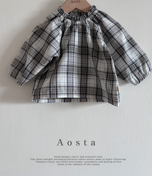 【即納】AOSTA(アオスタ)　チェックブラウス black