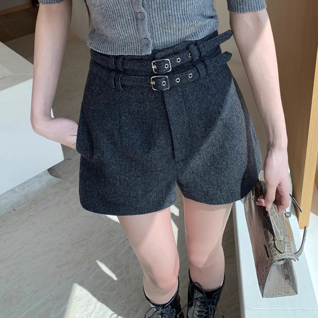 ダブルベルトタックショートパンツ　W00103