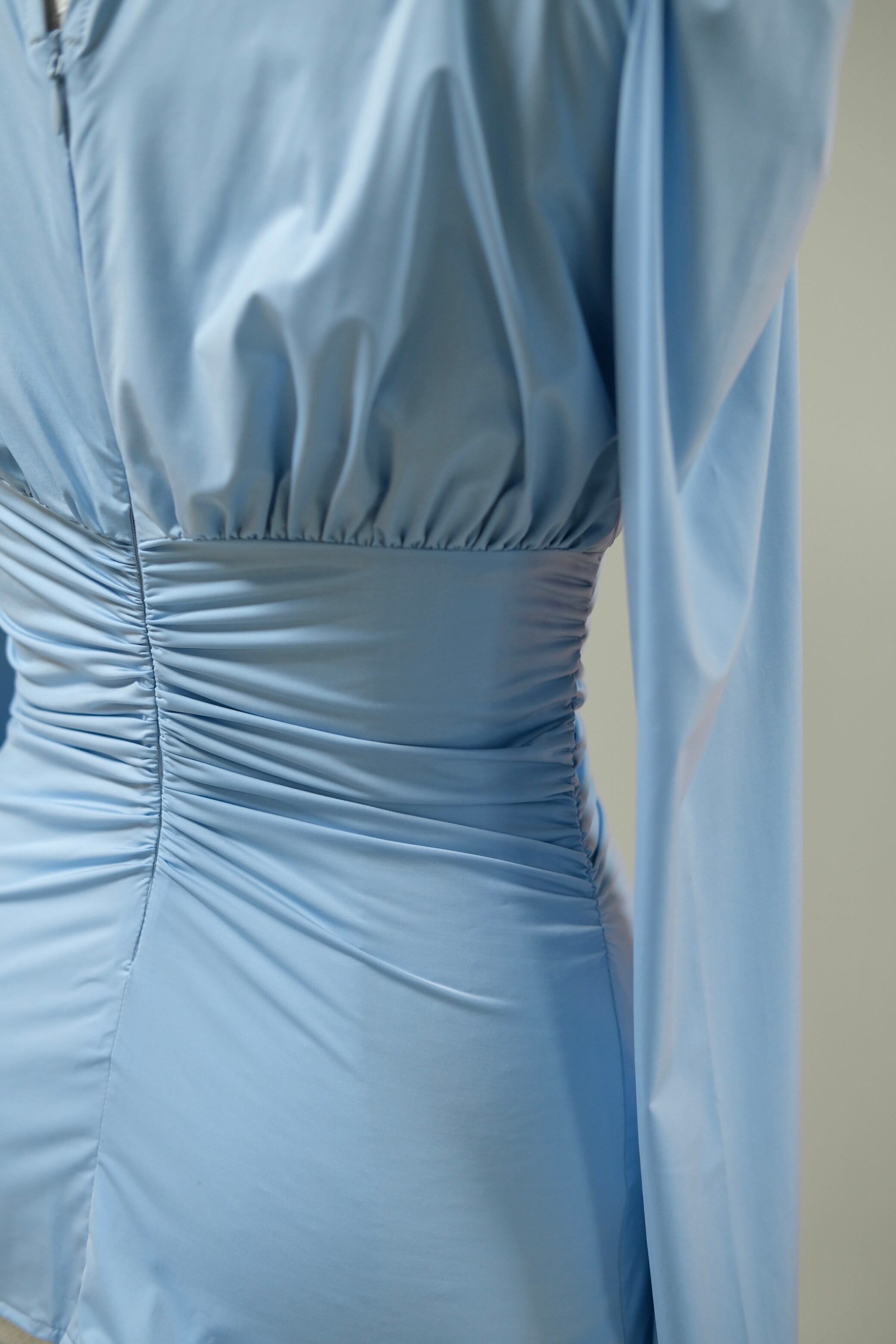 FETICO】STRETCH JERSEY DRAPE BLOUSE - light blue - | loop