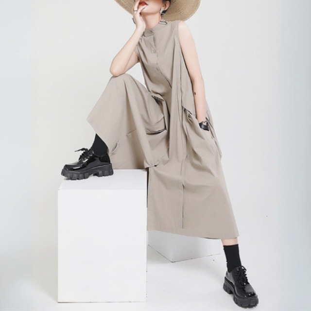 Sleeveless long dress C0319