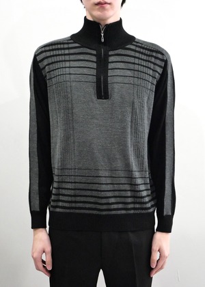 half zip border knit