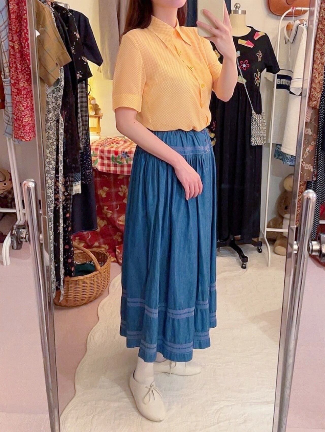 yellow dot sheer blouse
