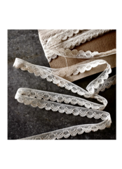 フランス 1900s 繊細な白の果実とアンティークレース 100x1.5c ヴァレンシエンヌ br102mn