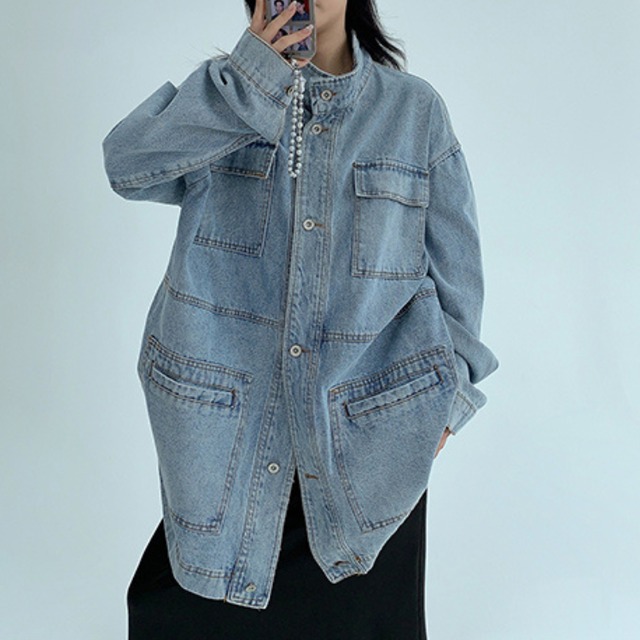 ボタンフロント パッチポケット カバーオール ◆2col L00305