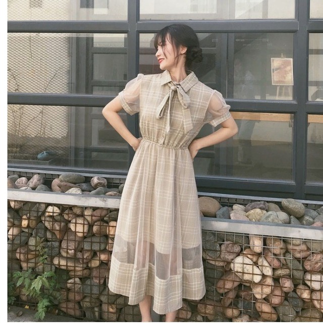 レディース ワンピース ロングワンピース シャツワンピース 半袖 ロング丈 グレンチェック柄 チェック柄 シースルー 大人可愛い フェミニン 春夏 お出かけ デート リボンタイ アプリコット グレー ピンク Officewalaa オフィスワラア レディースファッション スタイル レディース ワンピース ロングワンピース シャツワンピース 半袖 ロング丈 グレンチェック柄 チェック柄 シースルー 大人可愛い フェミニン 春夏 お出かけ デート リボンタイ アプリコット グレー ピンク Officewalaa オフィスワラア レディースファッション スタイル