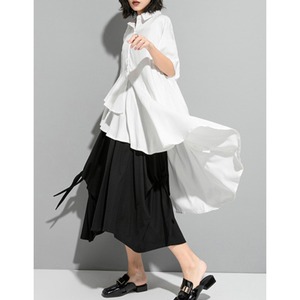 Asymmetrical Flare Drape Shirt Dress       00175