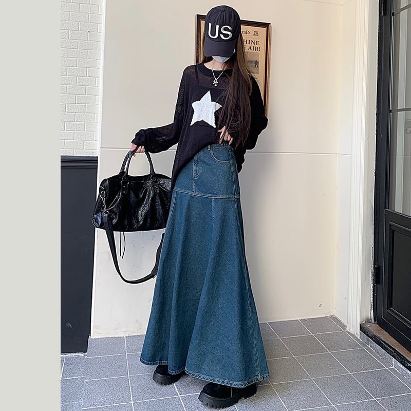 デニム スカート デニムスカート ロング マキシスカート マーメイド