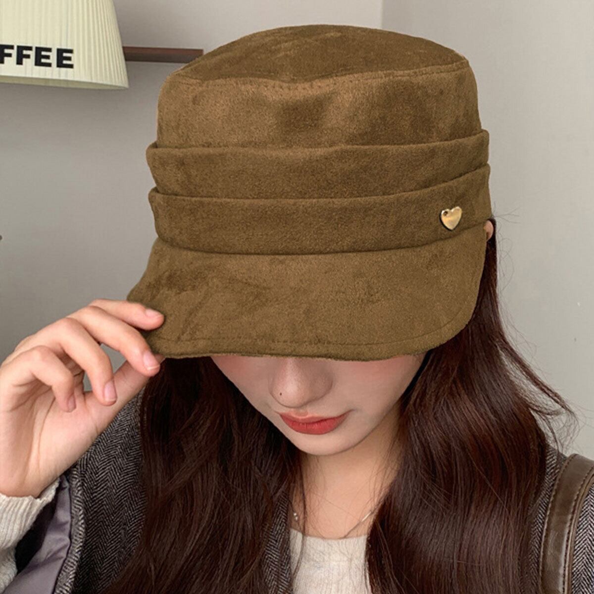 帽子 キャスケット スエード調 ハット レディース 秋冬 ハート飾り おしゃれ 大人 かわいい クラシック 小顔見え ヴィンテージ レトロ マリンハット 大人可愛い 大人女子