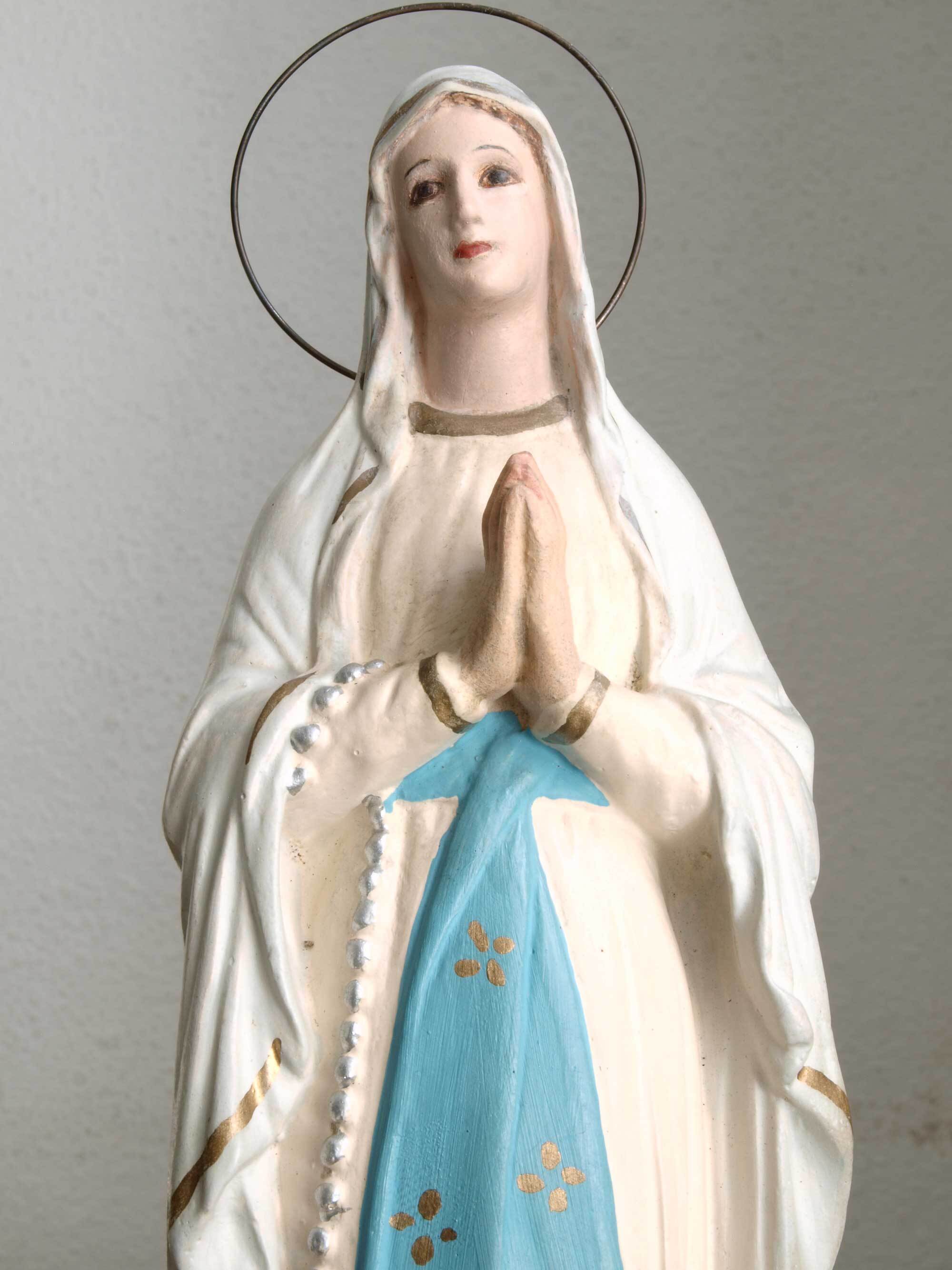 南仏聖地 ルルドの聖母マリア像 高28.4 cm 聖人像工藝 南欧 スーべニール 1940年 フランス アンティーク ヴィンテージ/H204