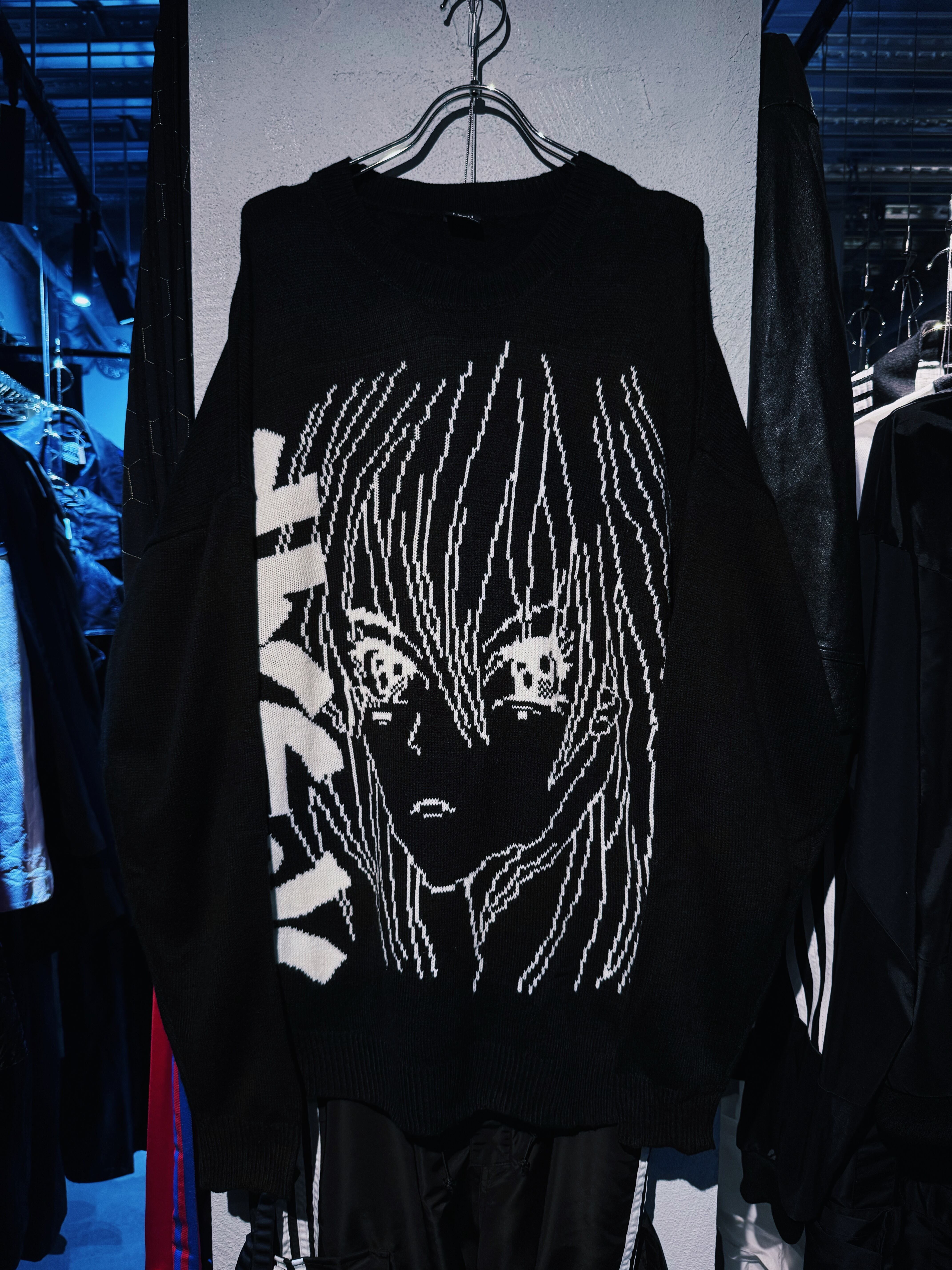 【D4C】vintage "paranoid" anime character embroidery design knit pullover