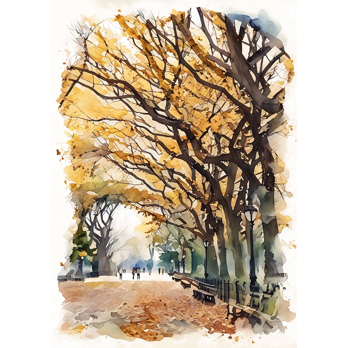 アクリル画 原画 「オータムバックヤード01」額縁付き SMサイズ 風景画