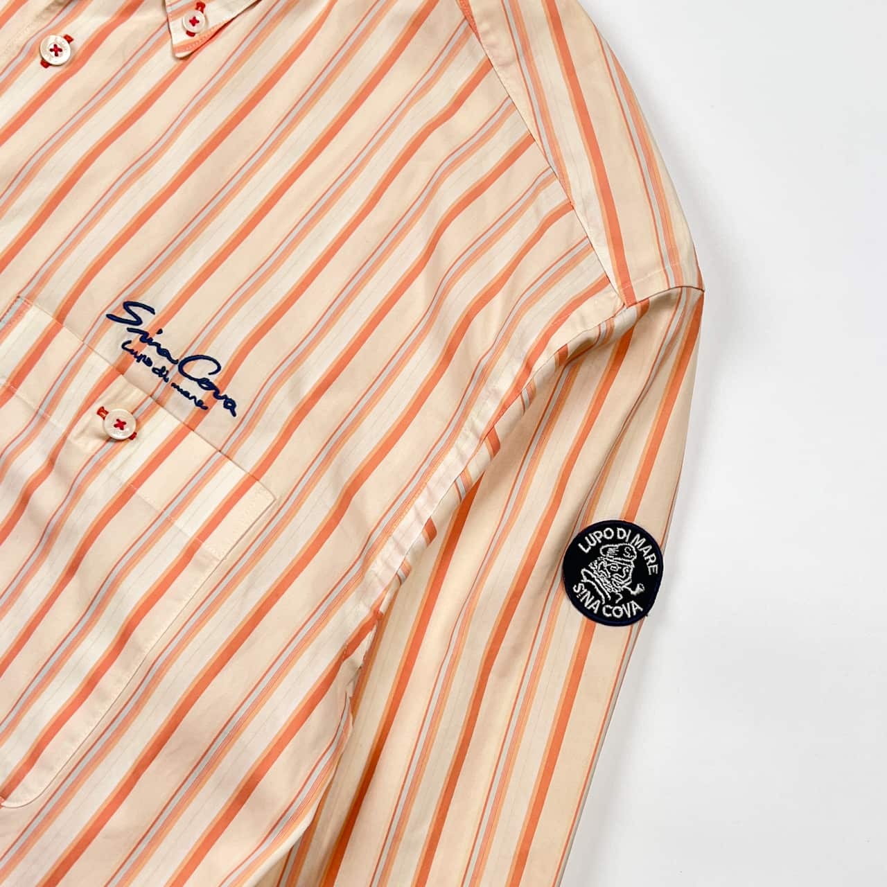 SINA COVA シナコバ ストライプ BD ボタンダウン 長袖シャツ LL/オレンジ系 メンズ