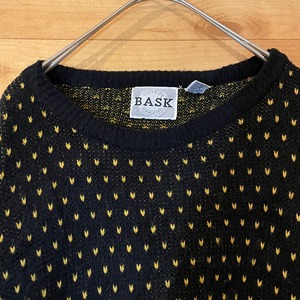 【BASK】韓国製 柄ニット セーター ハート 個性的 アクリル L US古着