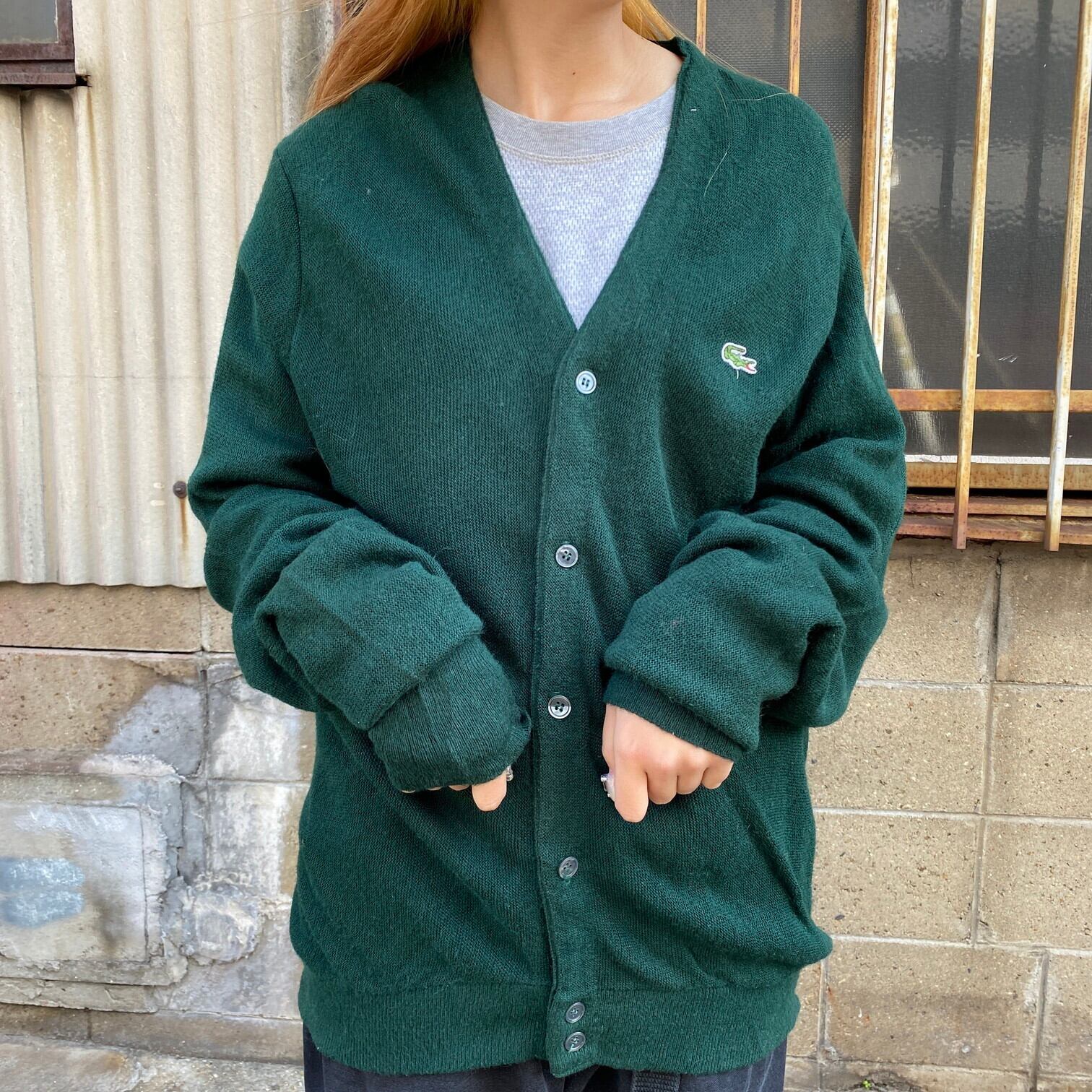 ヴィンテージ LACOSTE ラコステ アクリル ニットカーディガン メンズM 
