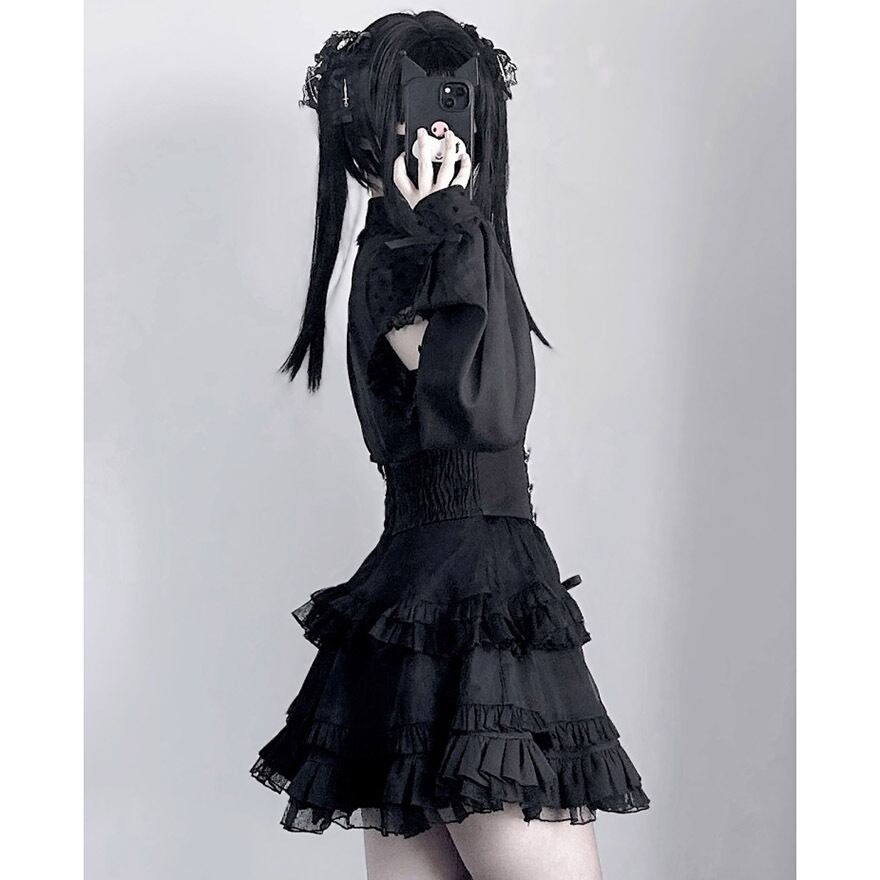スカート ゴシック フリル ダークファッション 闇かわいい｜天使と悪魔