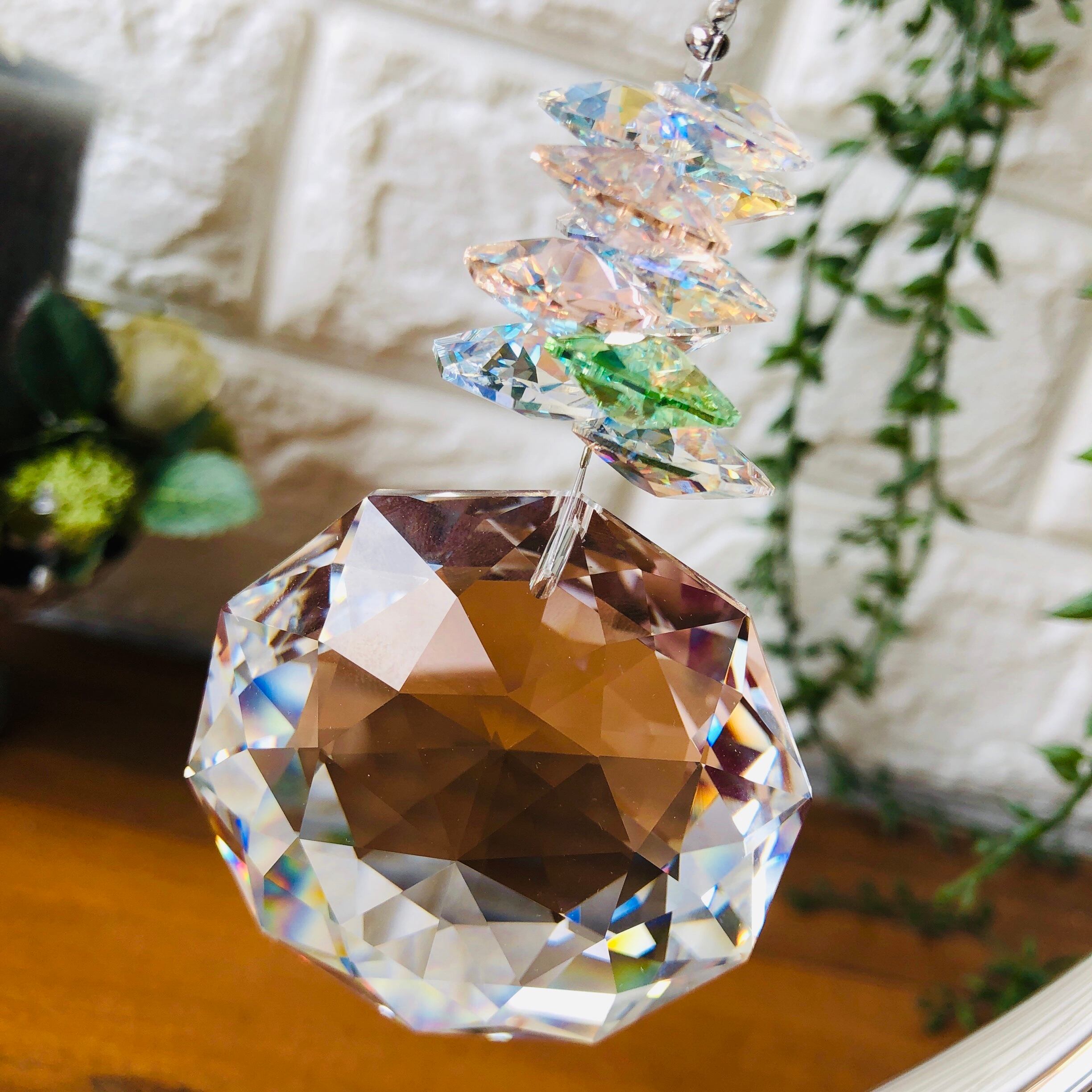 スワロフスキーサンキャッチャー 38mmダリア スワロフスキー✨️サンキャッチャー ダリア✯ブルーAB スワロフスキー