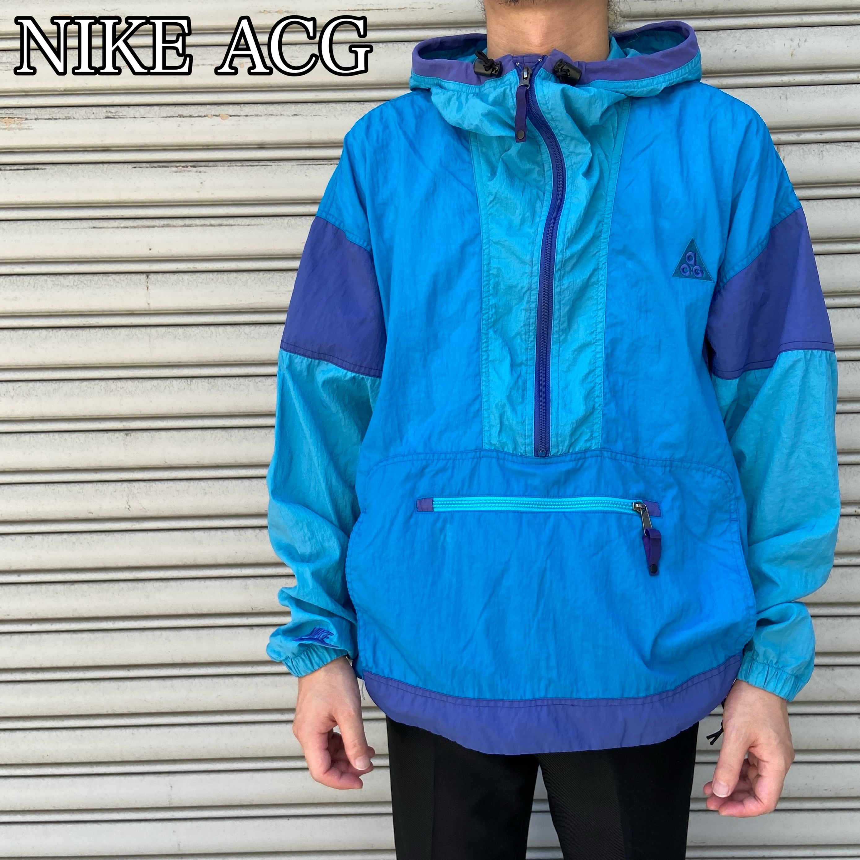 【希少】90s-00s NIKE ACG アノラックパーカー スカイブルー M 00s NIKEACG ナイキ アノラックパーカー ナイロン ブルー M | 古着屋 Uan