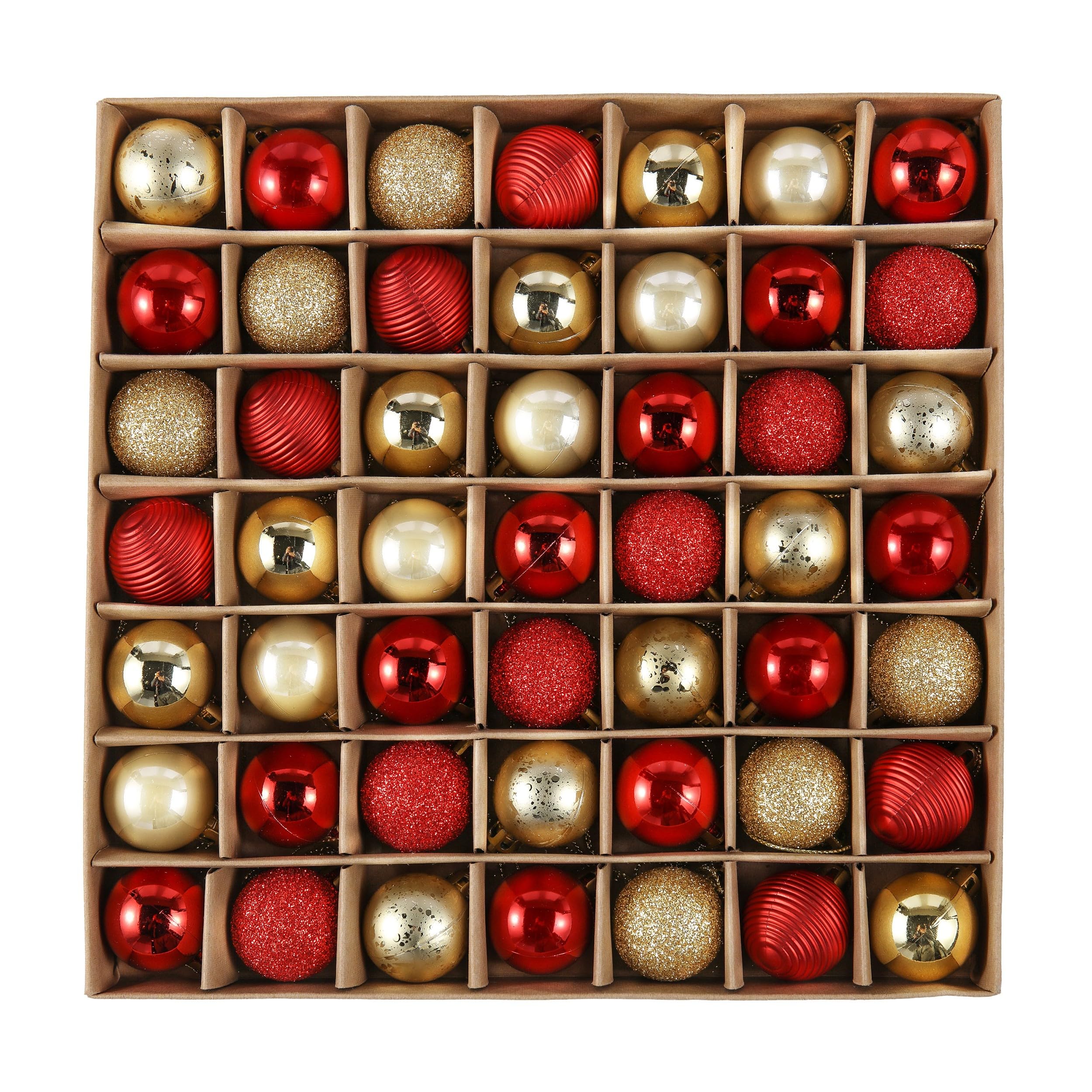 【在庫処分】Valery Madelyn クリスマス オーナメント 3cm 49個セット クリスマス ツリー 飾り 飾り付け バレンタイン 装飾 プロポーズ 告白 結婚 おしゃれ ゴージャス レッド ゴールド 赤金