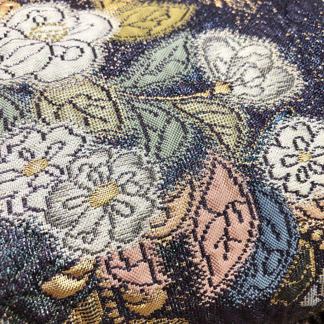 O-2114 袋帯 伝統工芸士 小長谷喜八郎 膨れ織 辻が花 やまと 葡萄紫色