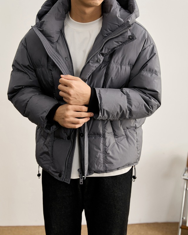 ナイロン ジップアップダウンジャケット 2色　A0072
