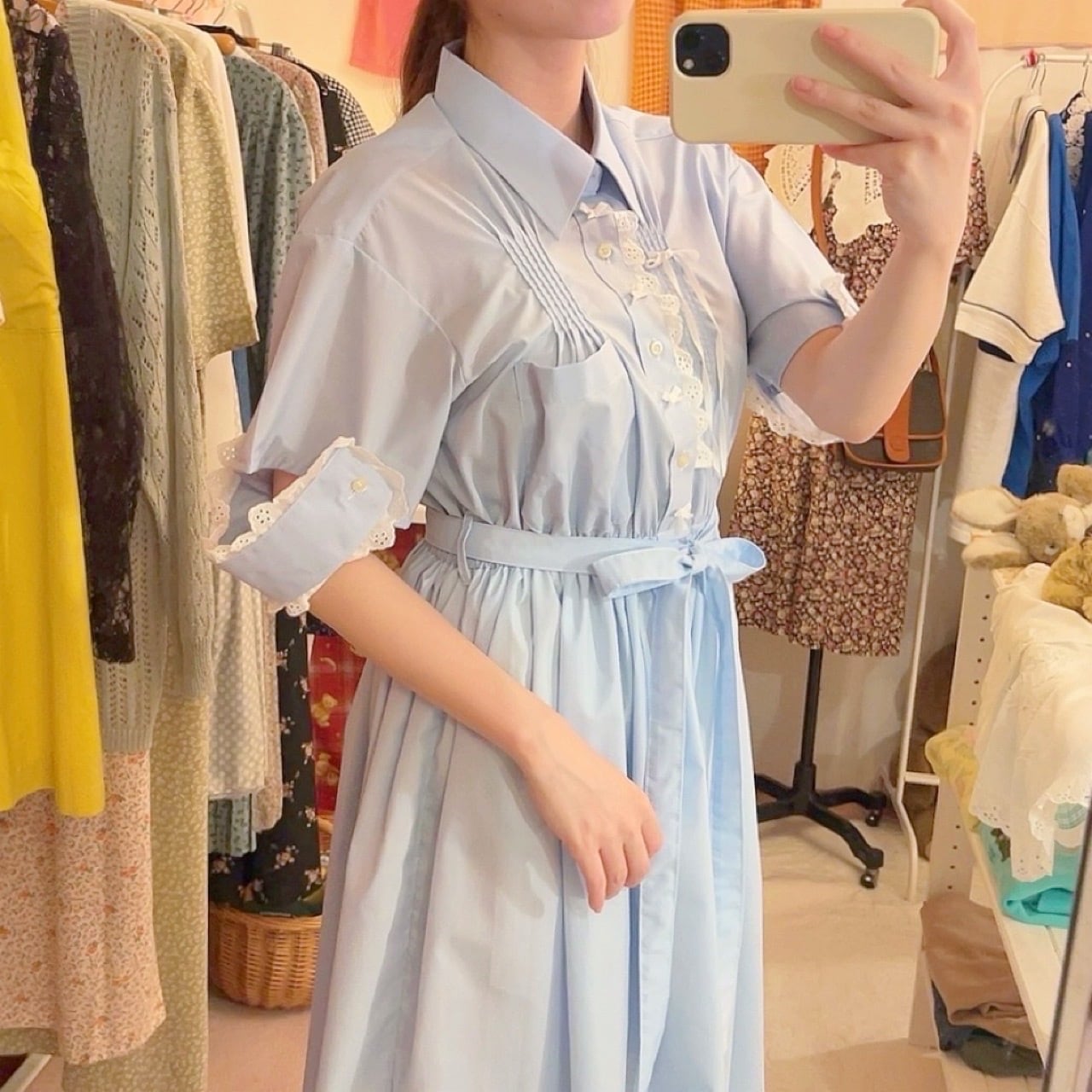 remake : pintuck stripe asymmetry shirt one-piece