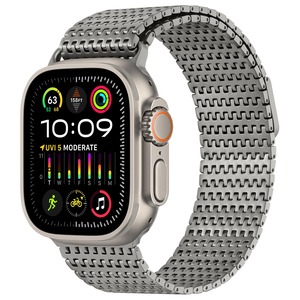 【在庫処分】[Anlinser] コンパチブル アップルウォッチ バンド/Apple Watch Ultra バンド 49mm、ステンレススチールループ磁気メタルストラップ Apple Watch Ultra 2/Ultra 用、チタン