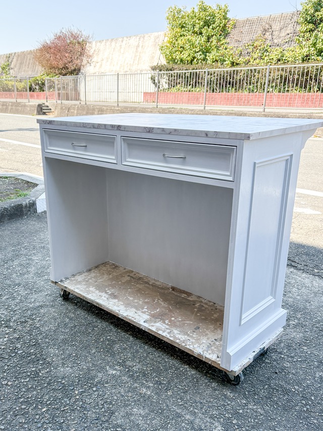 海外インテリア風キッチンカウンター179 (大理石天板・アイランドカウンター)W1200 オーダーメイド家具