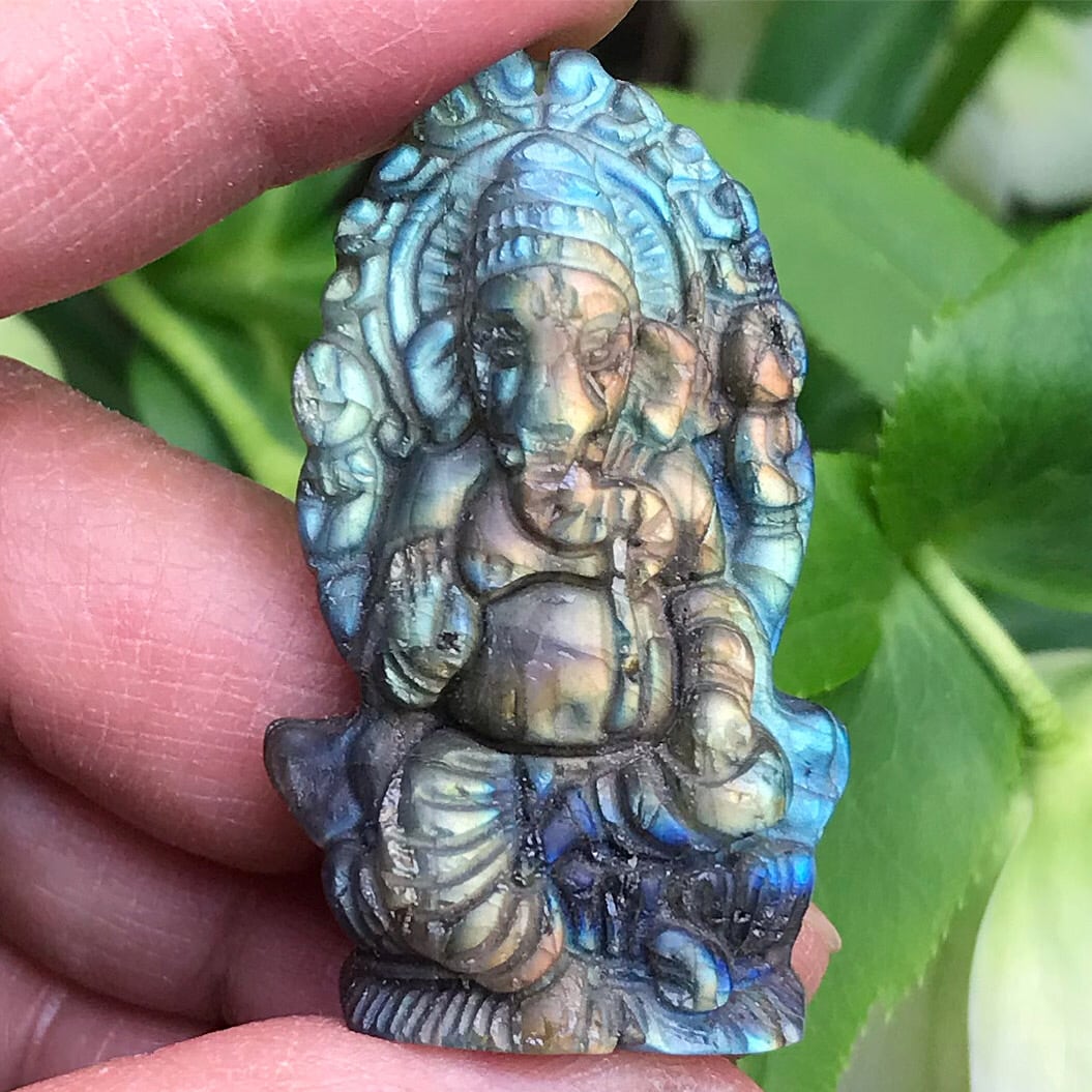レインボーラブラドライト ラブラドライト ガネーシャ 貫通穴アリ