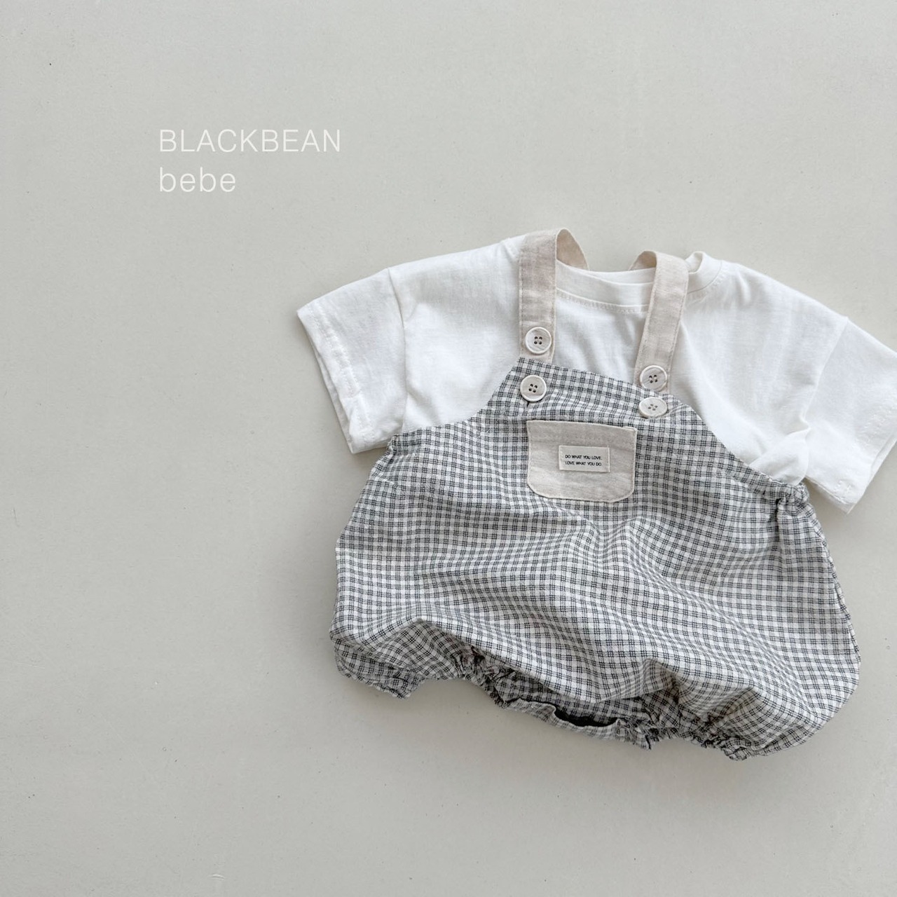 【BLACK BEAN】チェックサロペセット ブラック 60〜80cm - 4
