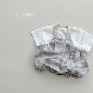 【BLACK BEAN】チェックサロペセット ブラック 60〜80cm