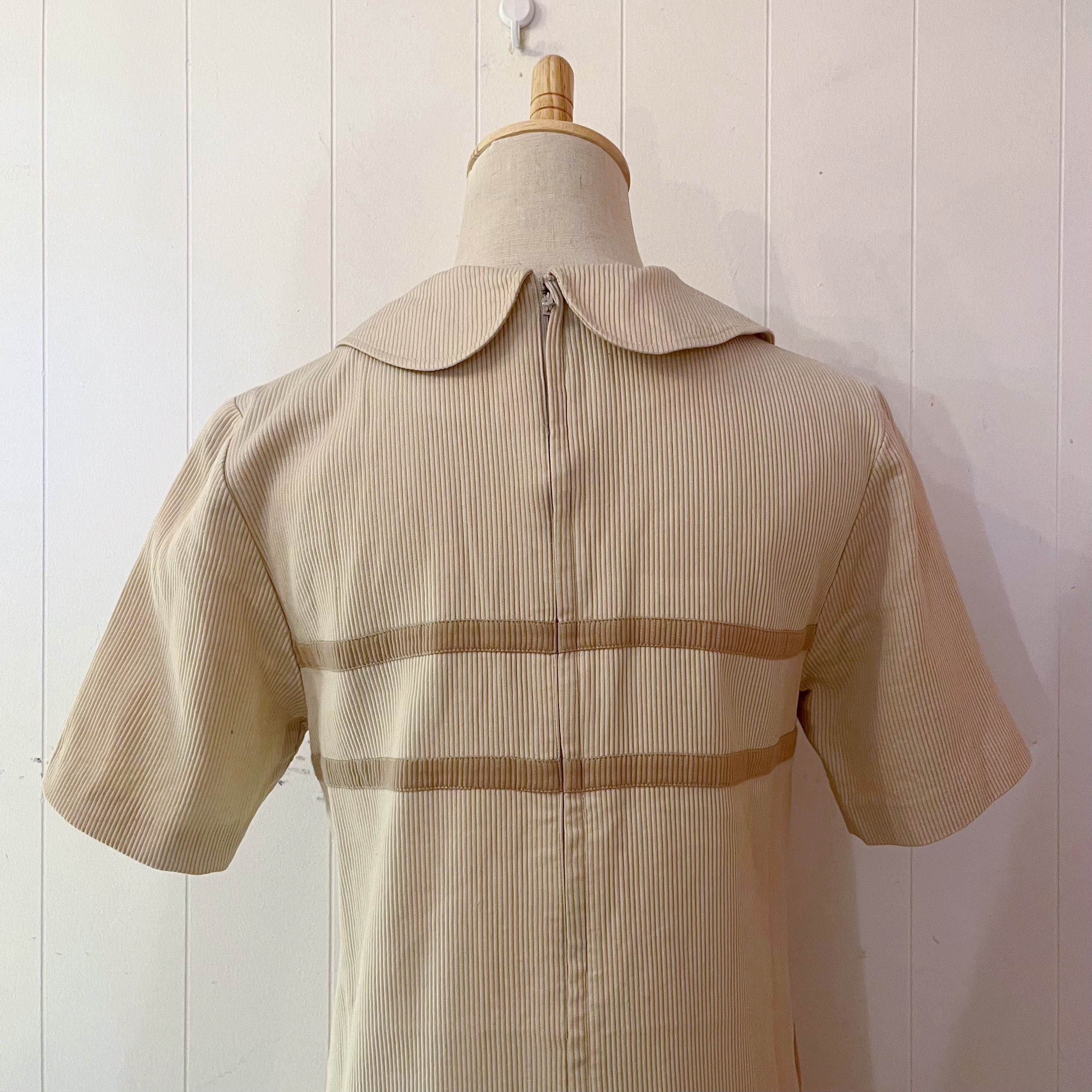 ribbon beige corduroy one-piece