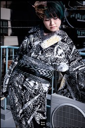 RumiRock 反物 ゆかた「豹皮の騎士」　[A1682]