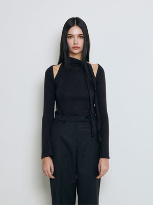 [NOT YOUR ROSE] Halter scarf bolero set (Black)