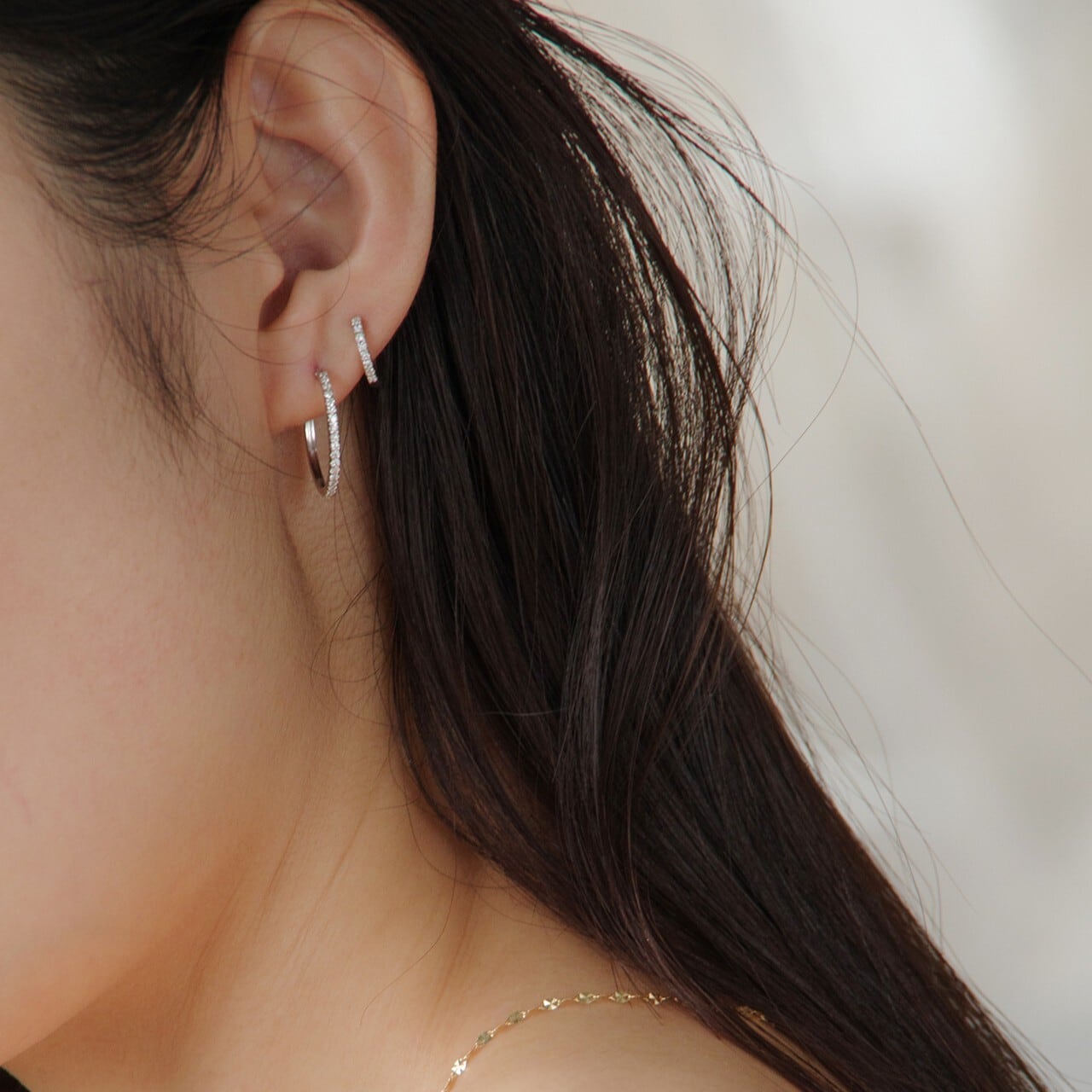 K18ホワイトゴールド 直径20mmダイヤモンドフープピアス 【MKW0098P1