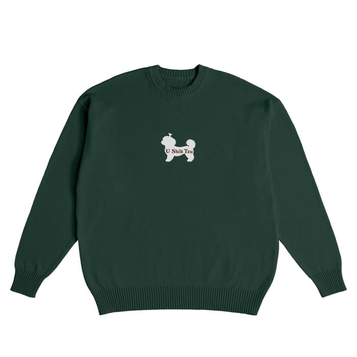 U Shih Tzu Cotton Knit Sweater Green U0119