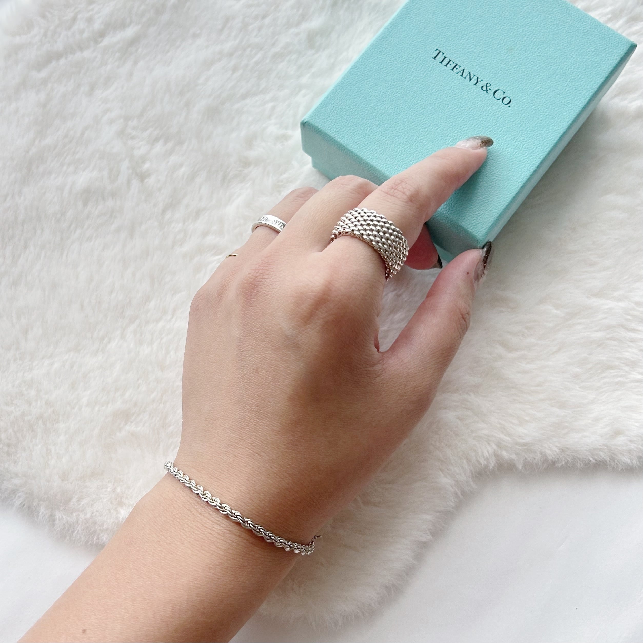 TR7114】Tiffany&Co. サマセットメッシュリング/silver925