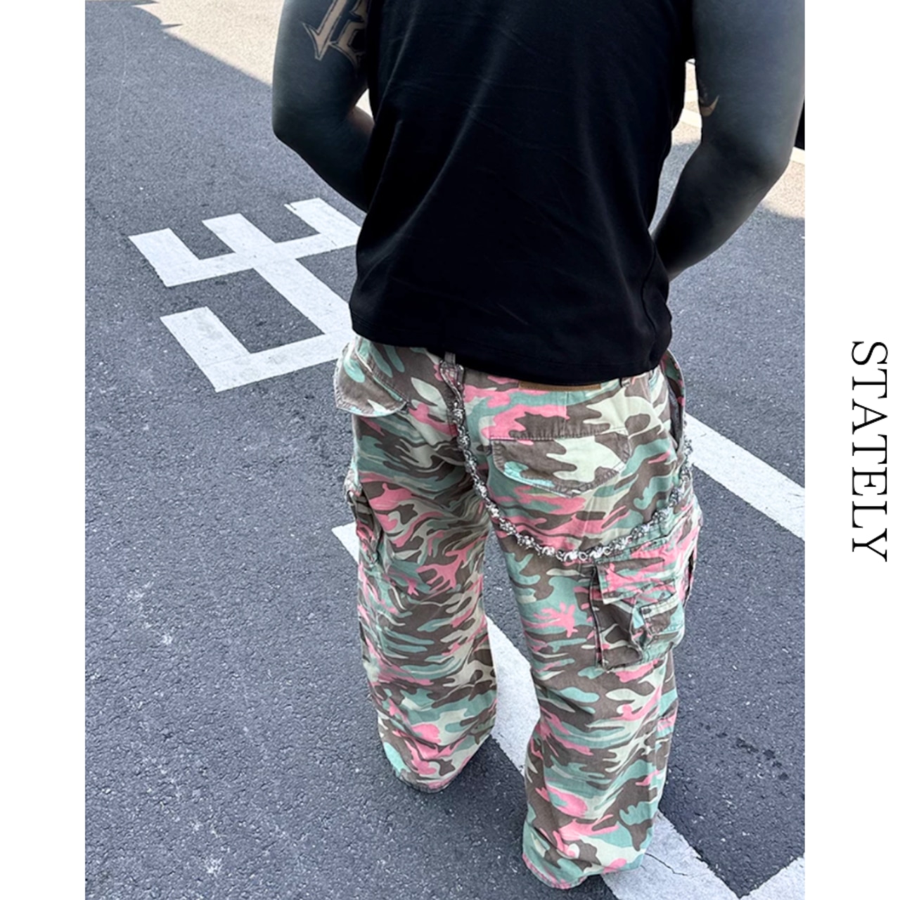 Pink Camo ワイドカーゴパンツ_B204・画像4