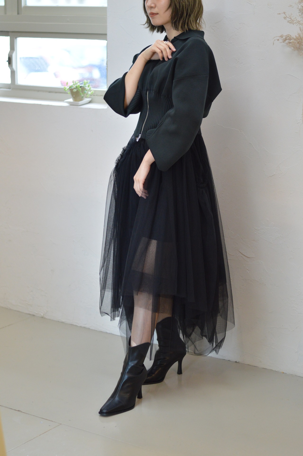 Curve Sleeve W Zip Blouson / BLACK - 4