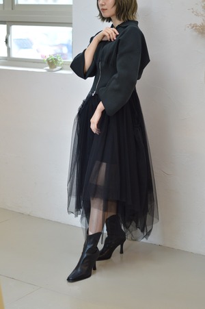 Curve Sleeve W Zip Blouson / BLACK