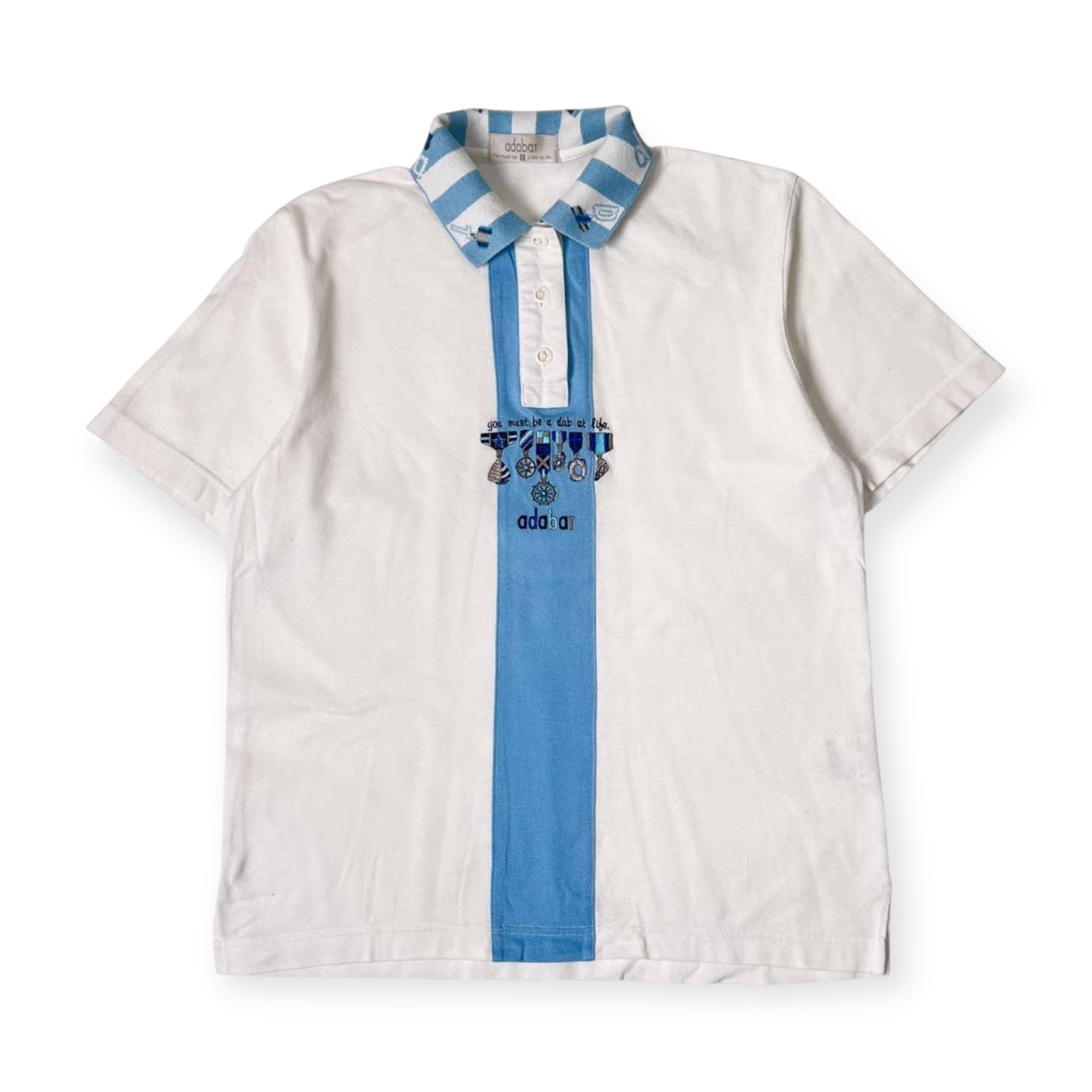 adabat アダバット 鹿の子 半袖 ポロシャツ 1/水色×ホワイト レディース ゴルフ