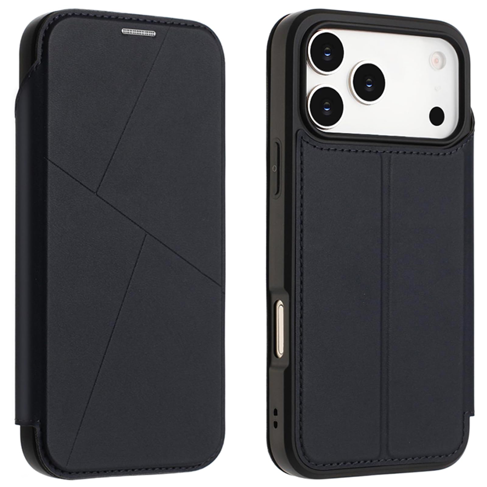 IIKAYO iPhone 18 ProMax/17 ProMax用の手帳型 ケース iPhone 18Promax用のケース 手帳型 スタンド機能 カード収納 衝撃吸収 落ち着いた色 高級PUレザー 放熱性 折りたたみ 薄型 耐衝撃 耐摩擦 全面保護 手触りが良い 人気 上質 濃い青