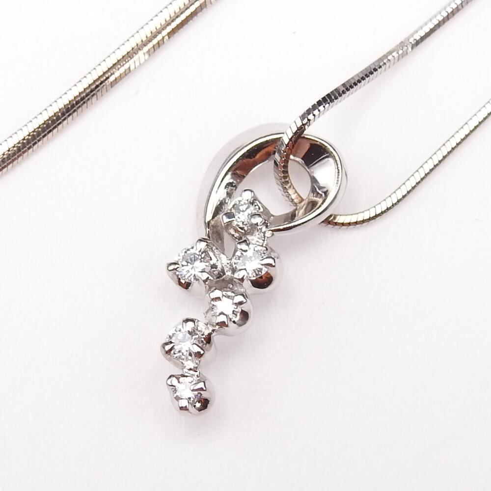 美品 4℃ K18WG アクアマリン ネックレス